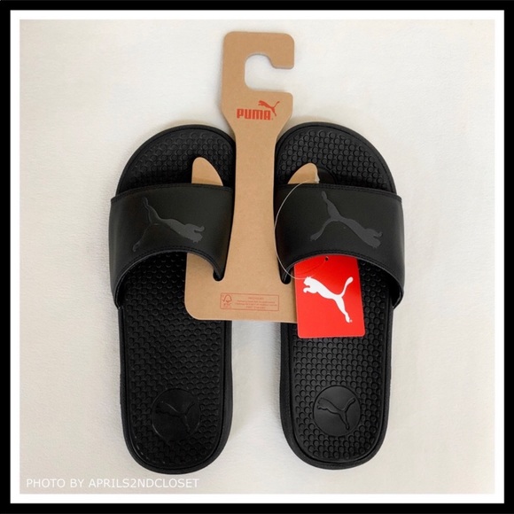 PUMA BLACK SLIDES SANDALS CAT SPORT SLIP ONS A2C - Picture 5 of 8